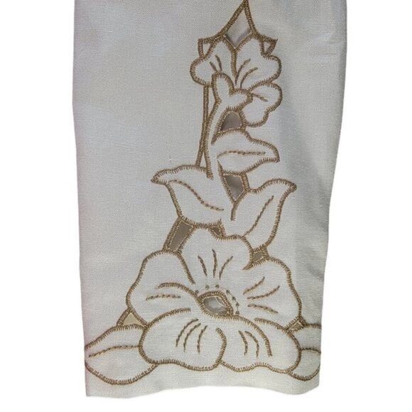 Kasper 3 Piece Pant Suit Size 10 White Khaki Embrodered Blazer Linen Blend New - Picture 5 of 14